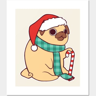 Christmas Pug Posters and Art